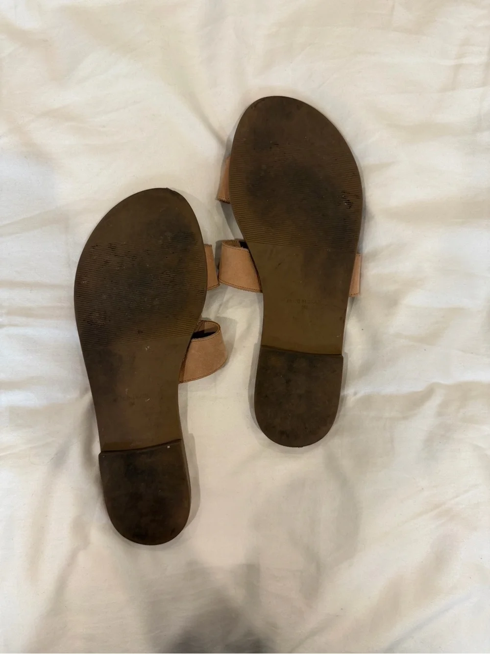 Steve Madden Beige Suede Interlocking Strap Slide Sandals